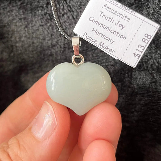 Amazonite Puffy Heart Necklace WN-0248 - Shop Wholesale Crystals