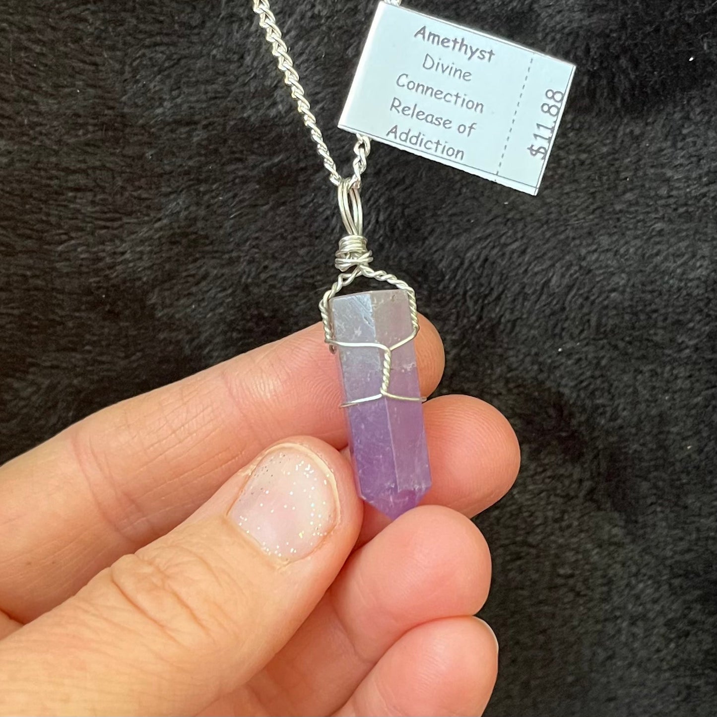 Amethyst Point Wire Wrapped Necklace WN-0169