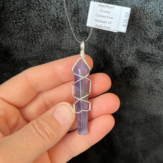 Amethyst Point Wire Wrapped Necklace WN-0201