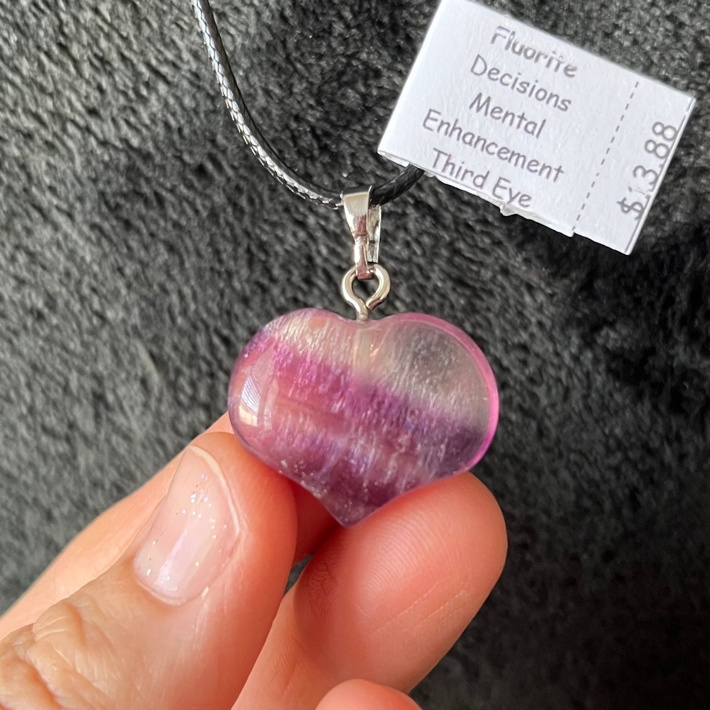 Fluorite Puffy Heart Necklace WN-0262