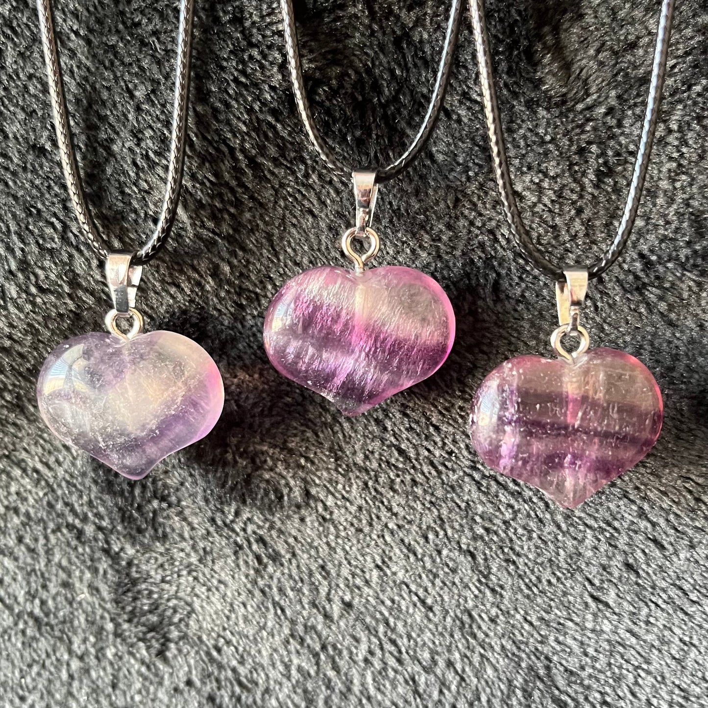 Fluorite Puffy Heart Necklace WN-0262