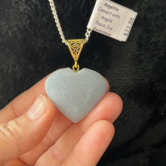 Angelite Heart Necklace WN-0033