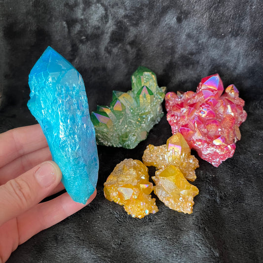 Aura Quartz Cluster, Assorted Colors, 1 pound lot, WC-0021