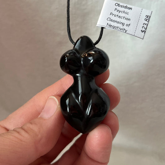 Black Obsidian Goddess Necklace WN-0216