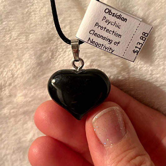 Black Obsidian Puffy Heart Necklace WN-0264