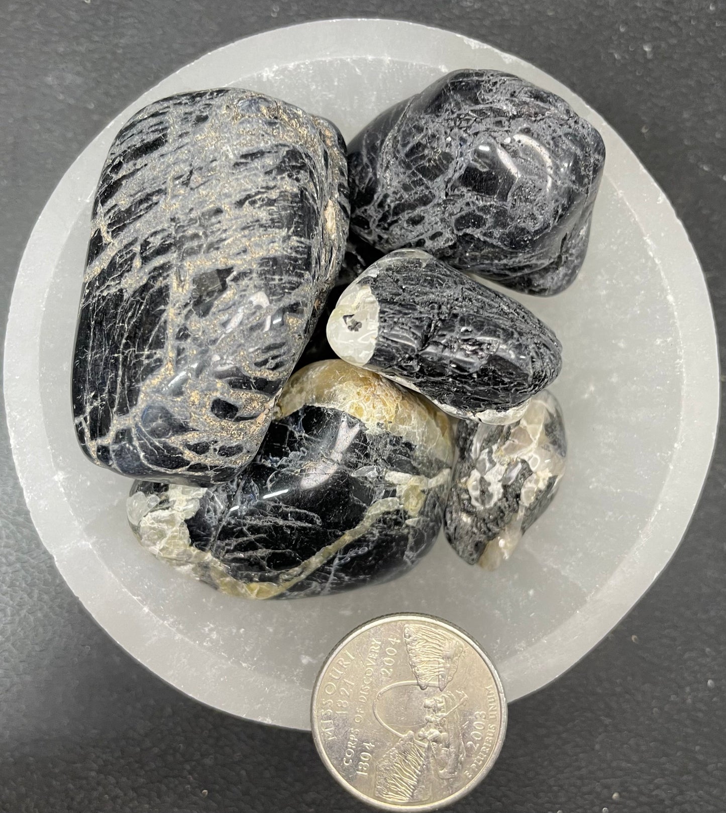 Black Tourmaline #2 Tumbled Stone, 1 Pound Bag (Approx. 20-30 mm) WT-0017