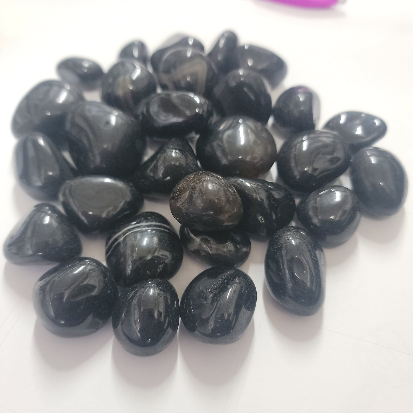 Black Onyx Tumbled Stone, 1 Pound Bag (Approx. 20-30 mm) WT-0016