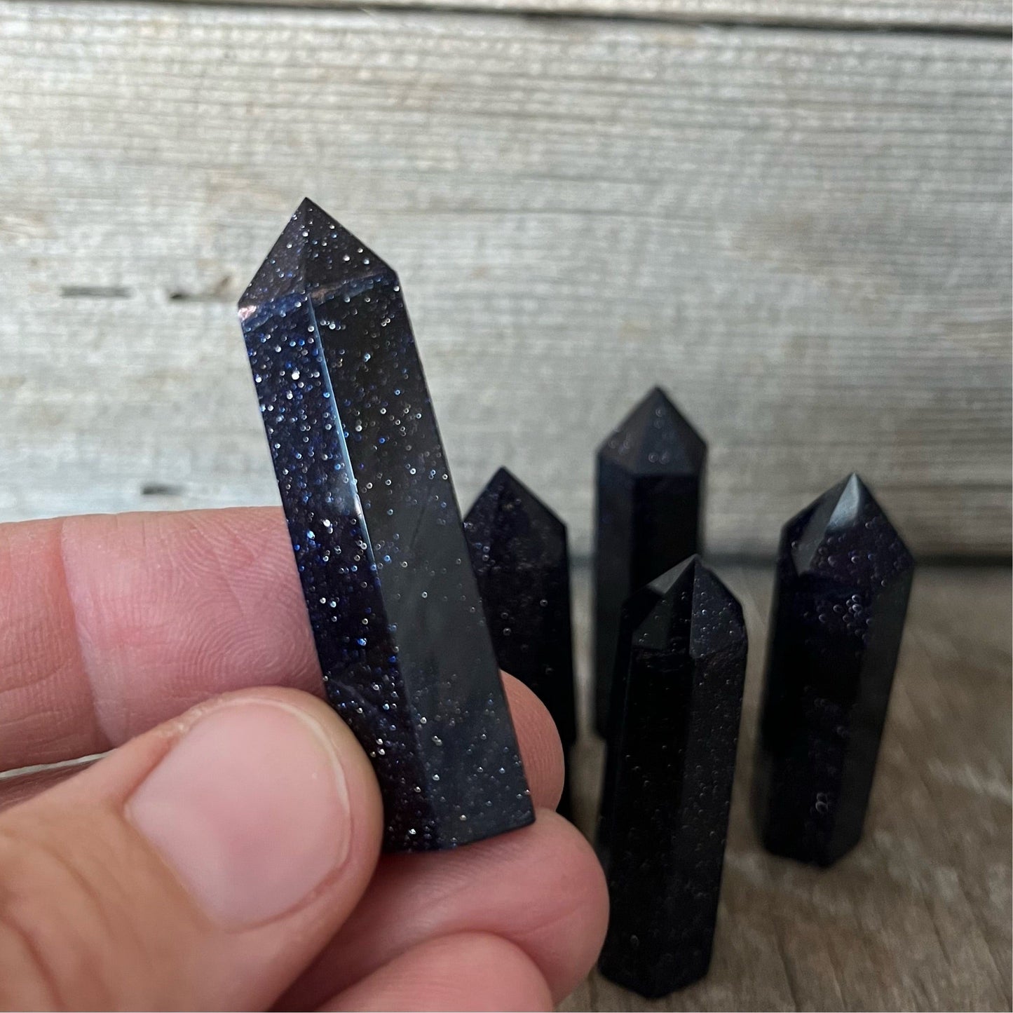 Blue Goldstone Small Obelisk, Package of 5 (Approx. 1 3/4”) WO-0024