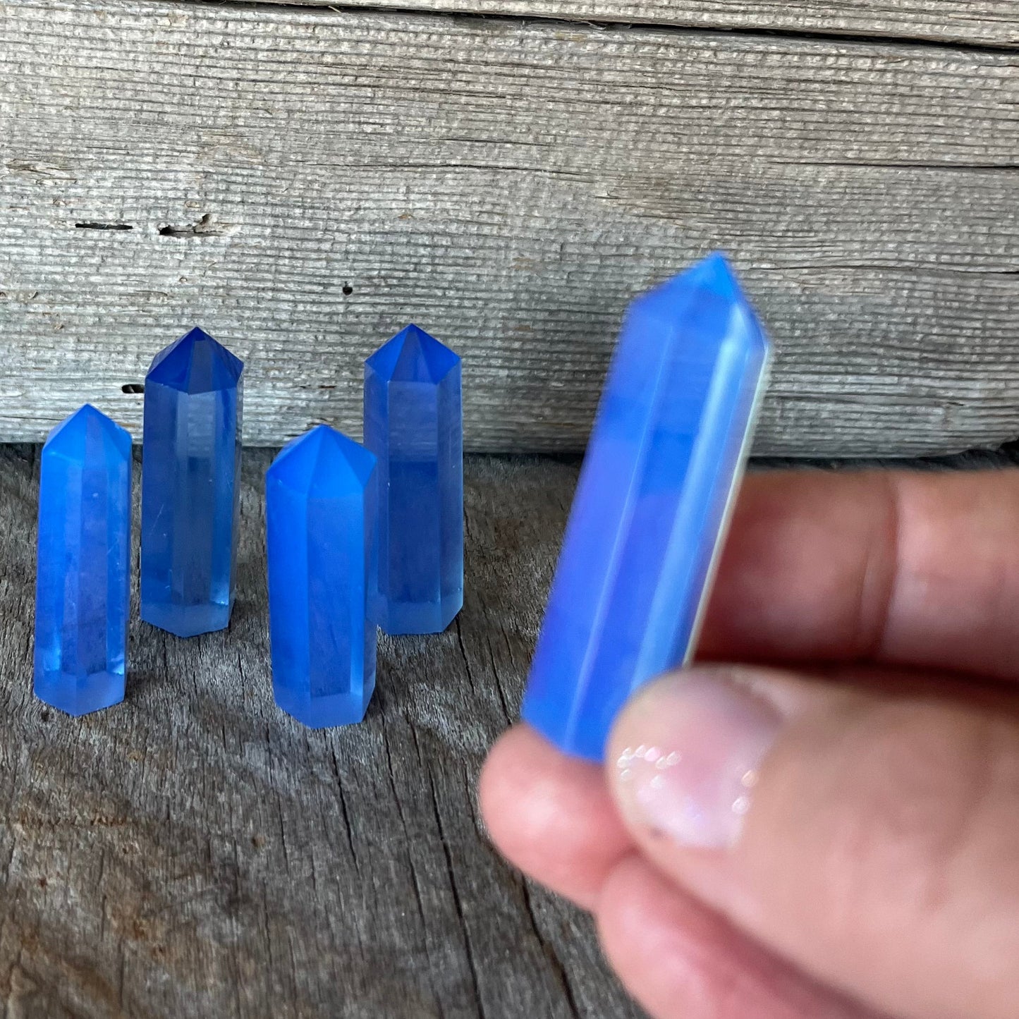 Blue Opalite Small Obelisk (synthetic), Package of 5 (Approx. 1 3/4”) WO-0015