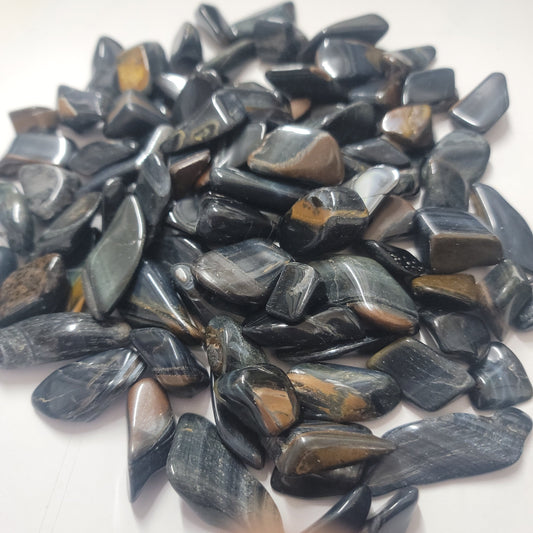 Blue Tiger Eye Tumbled Stone, 1 Pound Bag (Approx. 20-30 mm) WT-0025