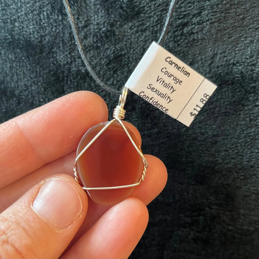 Carnelian Agate Wire Wrapped Necklace WN-0068 - Shop Wholesale Crystals