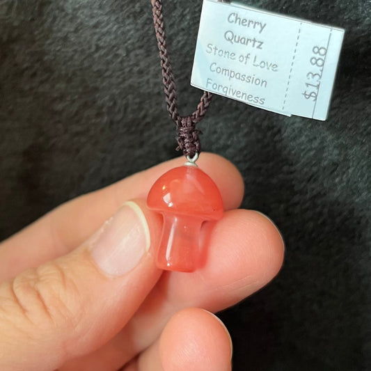 Cherry Quartz Mushroom Necklace WN-0214