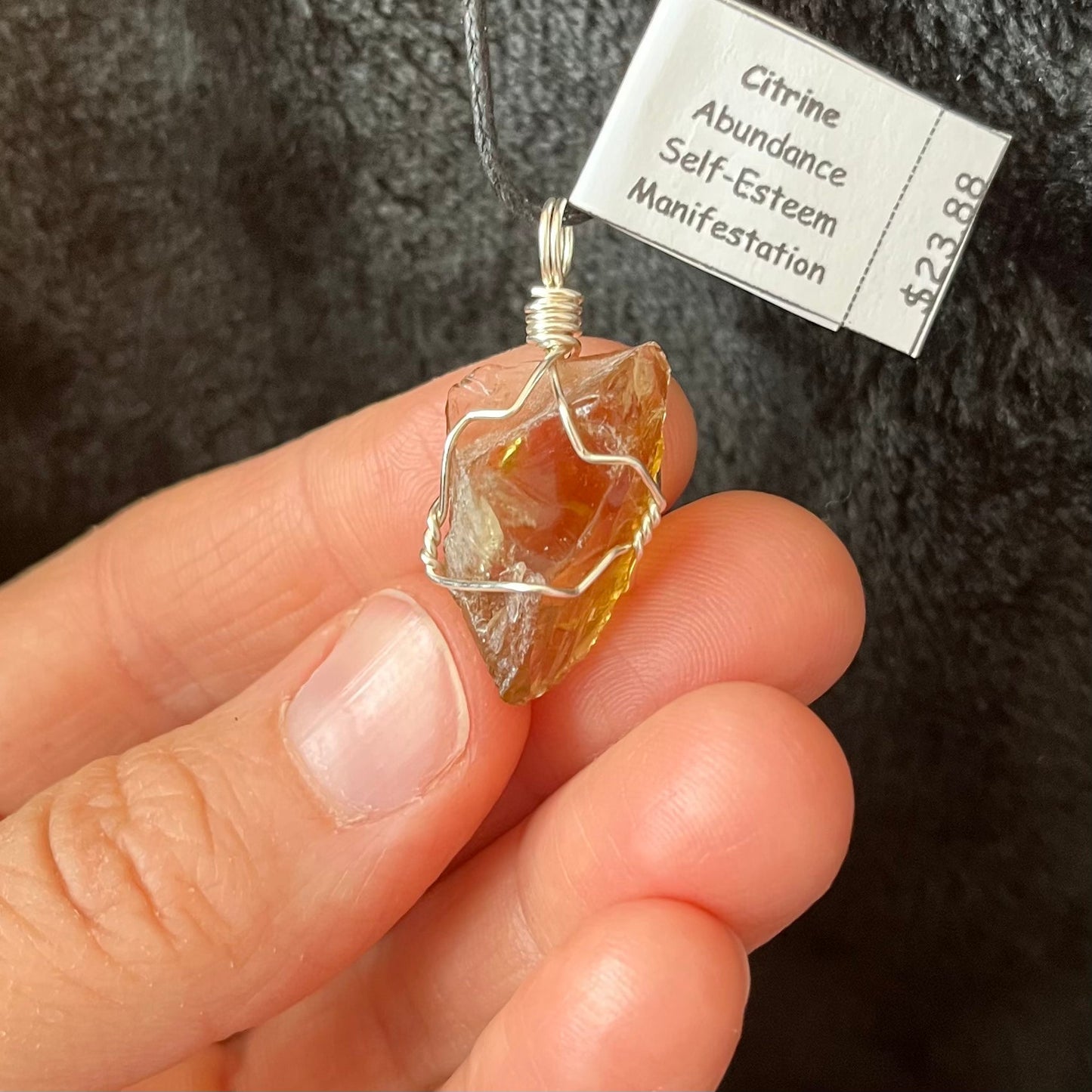 Citrine Point Wire Wrapped Necklace WN-0131