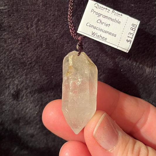 Clear Quartz Crystal Point Necklace WN-0267