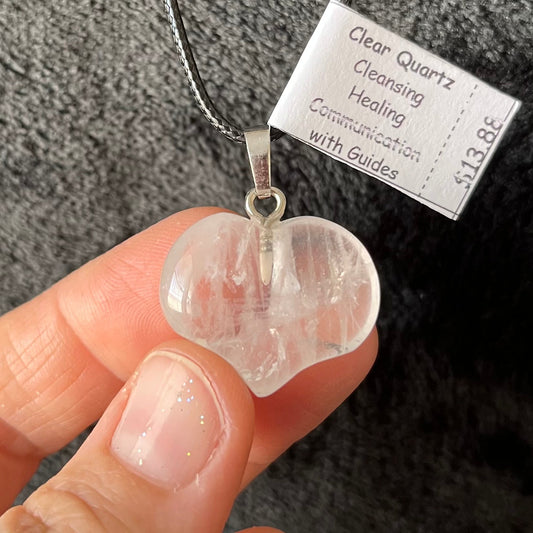 Clear Quartz Puffy Heart Necklace WN-0256