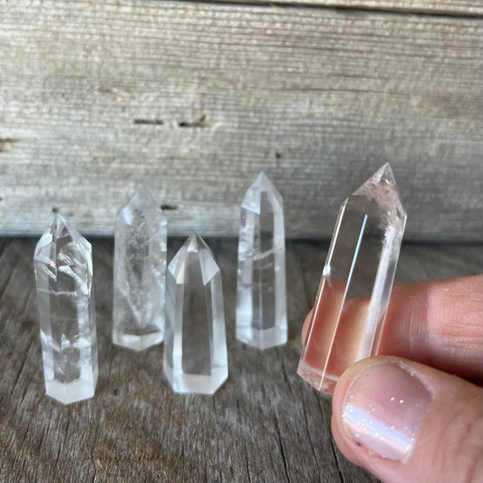 Clear Quartz Small Obelisk, Package of 5 (Approx. 1 3/4”) WO-0013