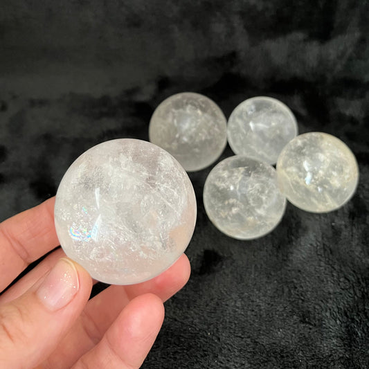 Clear Quartz Spheres, 1 Pound Lot (Approx. 35-50mm) WB-0026