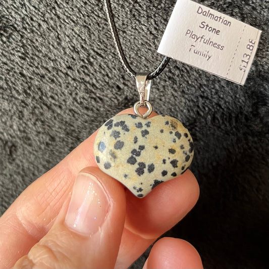 Dalmatian Jasper Puffy Heart Necklace WN-0250