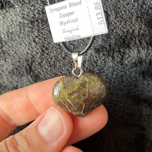 Dragon Blood Jasper Puffy Heart Necklace WN-0258