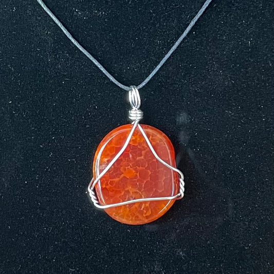 Fire Agate Wire Wrap Necklace WN-0040