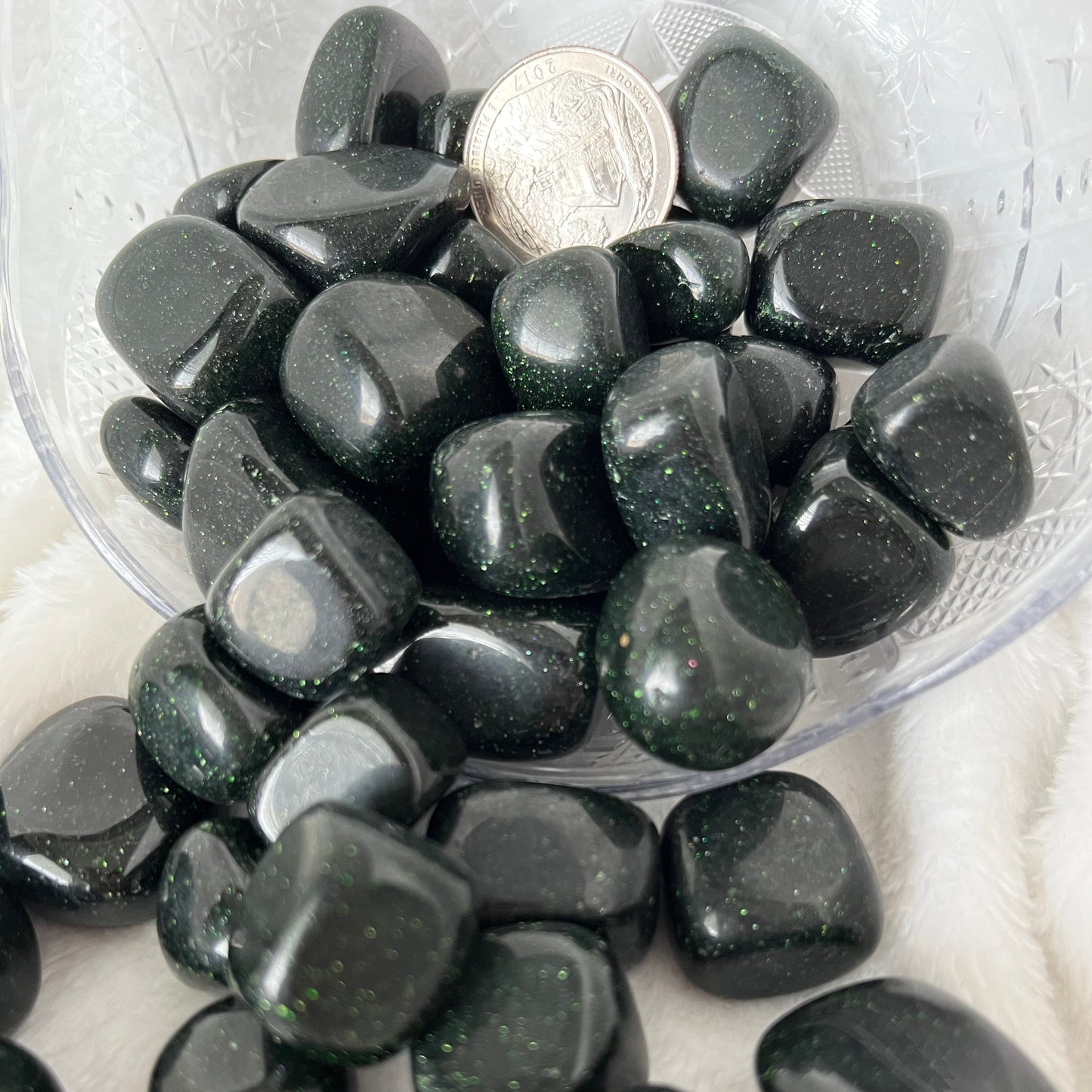 Green Goldstone Tumbled Stone, 1 Pound Bag WT-0058