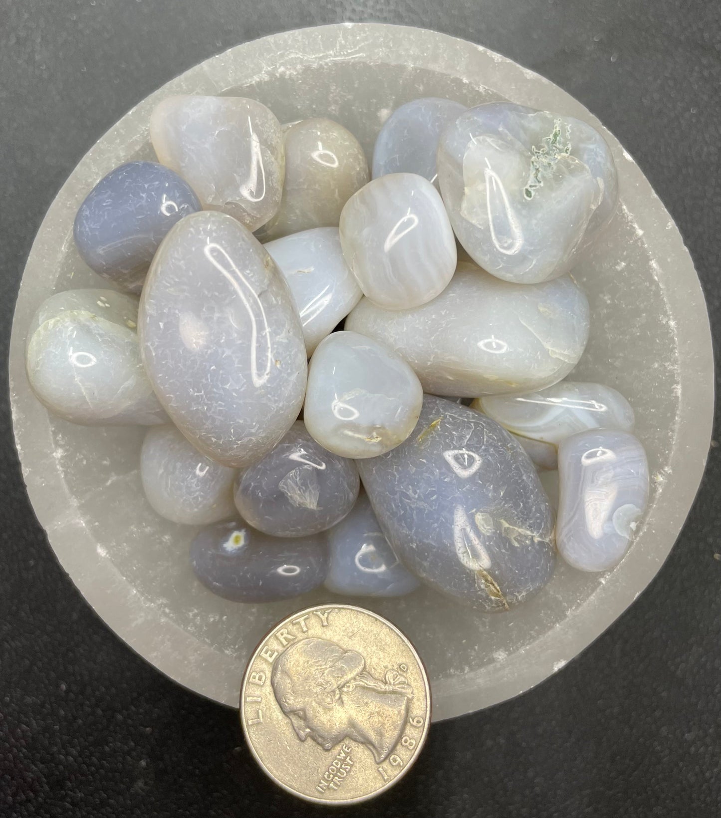 Grey Agate Tumbled Stone, 1 Pound Bag (Approx. 20-30 mm) WT-0062