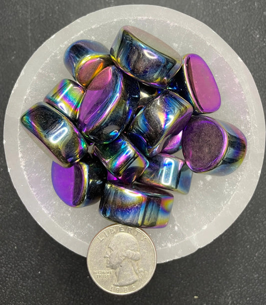 Hematite, Tanzin Aura Tumbled Stone, 1 Pound Bag (Approx. 20-30 mm) WT-0066 - Shop Wholesale Crystals