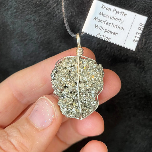 Iron Pyrite Wire Wrapped Necklace WN-0196 - Shop Wholesale Crystals