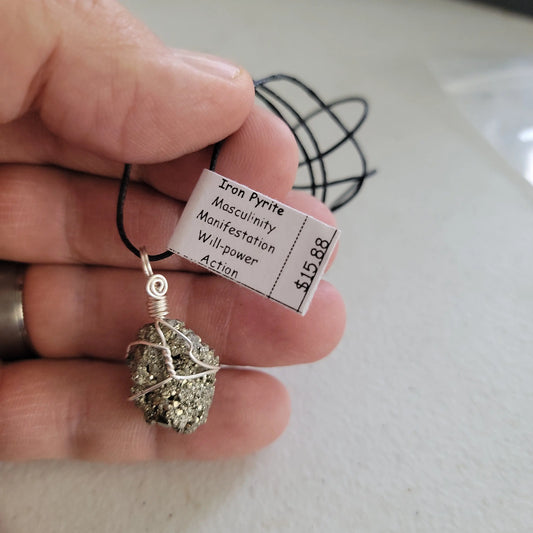Iron Pyrite Wire Wrapped Necklace WN-0057 - Shop Wholesale Crystals