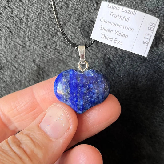 Lapis Lazuli Puffy Heart Necklace WN-0230 - Shop Wholesale Crystals