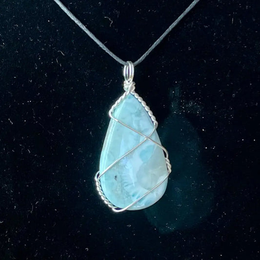 Larimar Wire Wrapped Necklace (Large) WN-0042 - Shop Wholesale Crystals