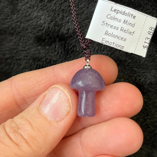 Lepidolite Mushroom Necklace WN-0171 - Shop Wholesale Crystals
