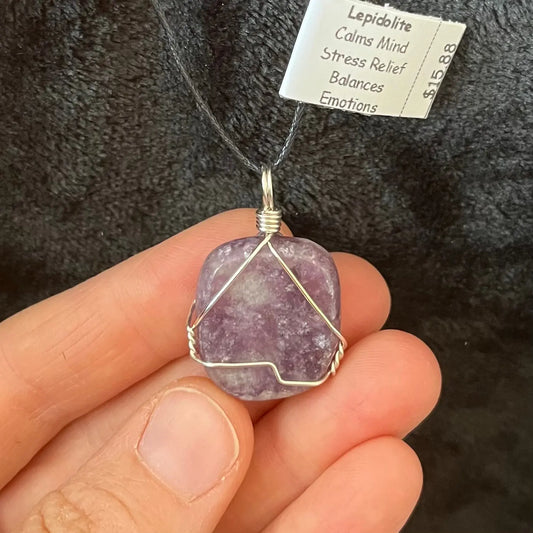 Lepidolite Wire Wrapped Necklace WN-0089 - Shop Wholesale Crystals