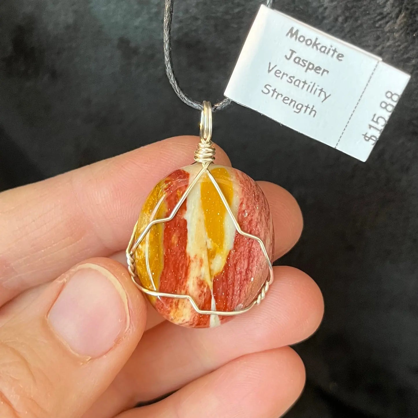 Mookaite Jasper Disk Wire Wrapped Necklace WN-0197 - Shop Wholesale Crystals