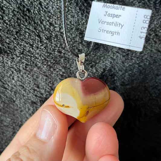 Mookaite Jasper Puffy Heart Necklace WN-0261 - Shop Wholesale Crystals