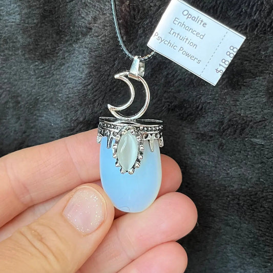 Opalite Fancy Moon Necklace WN-0194 - Shop Wholesale Crystals