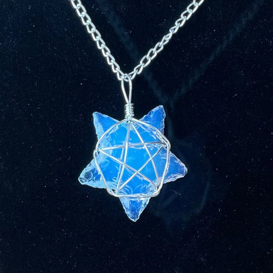 Opalite Star Wire Wrapped Necklace WN-0044 - Shop Wholesale Crystals