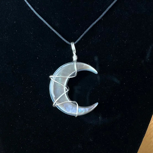 Pearl Moon Wire Wrapped Necklace WN-0047 - Shop Wholesale Crystals
