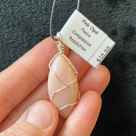 Pink OpalWire Wrapped Necklace WN-0062 - Shop Wholesale Crystals
