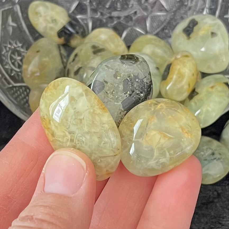 Prehnite with Epidote Tumbled Stone, 1 Pound Bag WT-0110-B