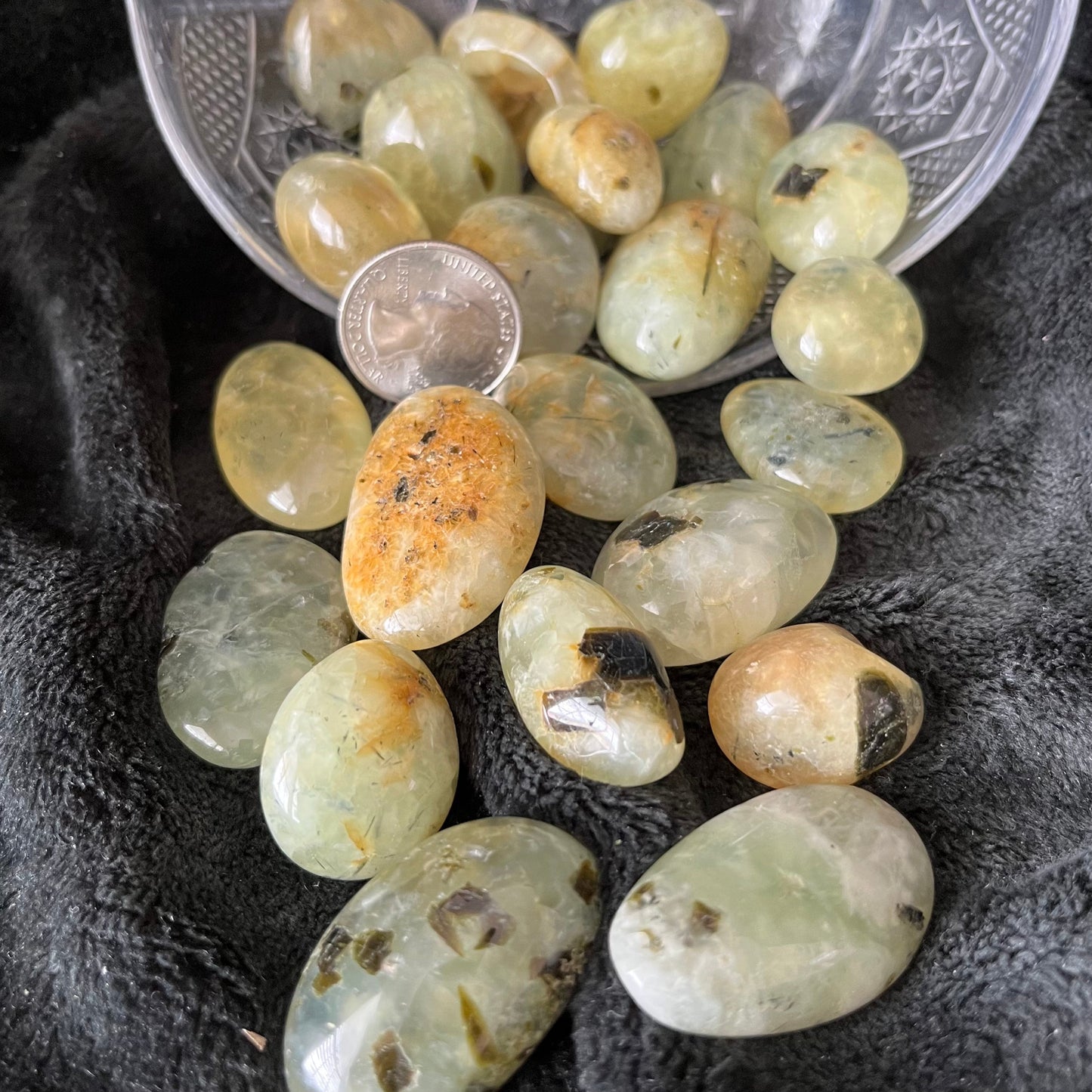 Prehnite with Epidote Tumbled Stone, 1 Pound Bag WT-0110-B