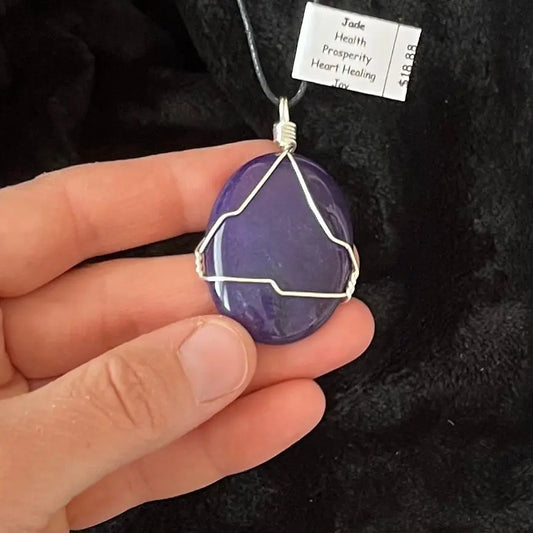 Purple Jade Wire Wrapped Necklace WN-0118 - Shop Wholesale Crystals
