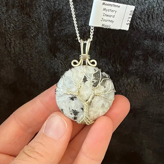 Rainbow Moonstone, Tree of Life Wire Wrapped Necklace WN-0060 - Shop Wholesale Crystals