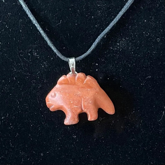 Red Jasper Stegosaurus Necklace WN-0048 - Shop Wholesale Crystals