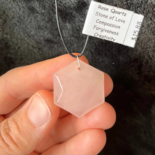 Rose Quartz Hexagon Necklace WN-0092 - Shop Wholesale Crystals