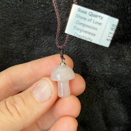 Rose Quartz Mushroom Necklace WN-0154 - Shop Wholesale Crystals