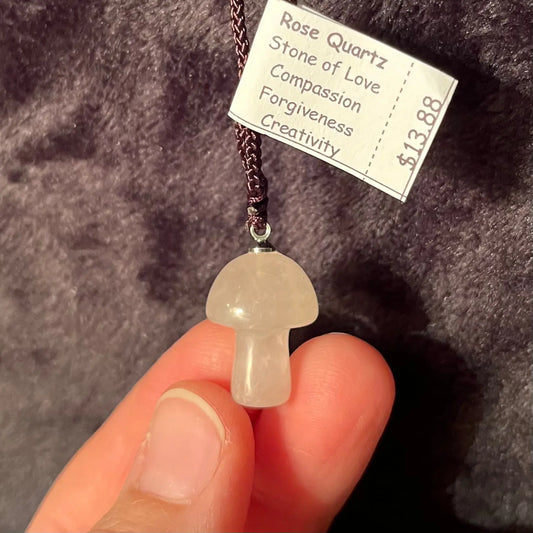 Rose Quartz Mushroom Necklace WN-0213 - Shop Wholesale Crystals