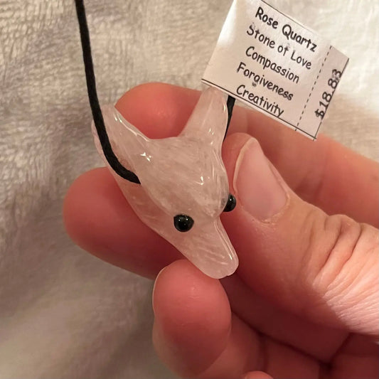 Rose Quartz Wolf Necklace WN-0145 - Shop Wholesale Crystals