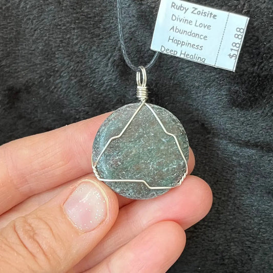 Ruby in Zoisite Wire Wrapped Necklace WN-0178 - Shop Wholesale Crystals