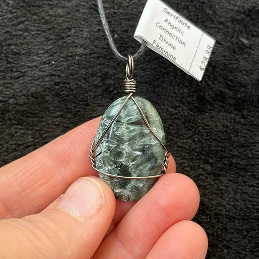 Seraphinite Wire Wrapped Necklace WN-0187 - Shop Wholesale Crystals